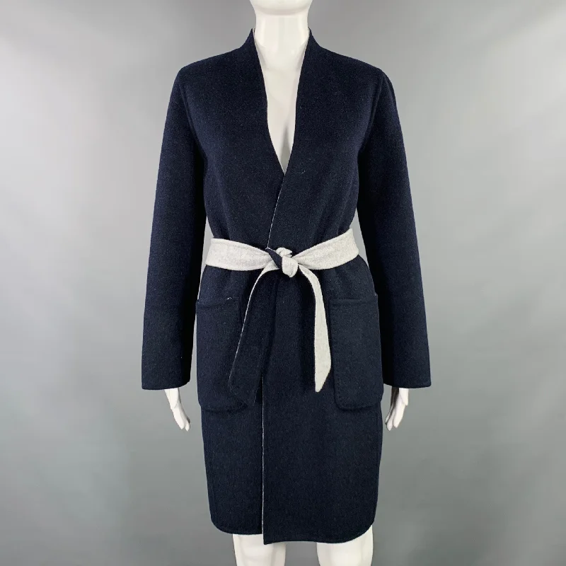 MAX MARA Size 2 Navy Grey Wool Angora Reversible Coat