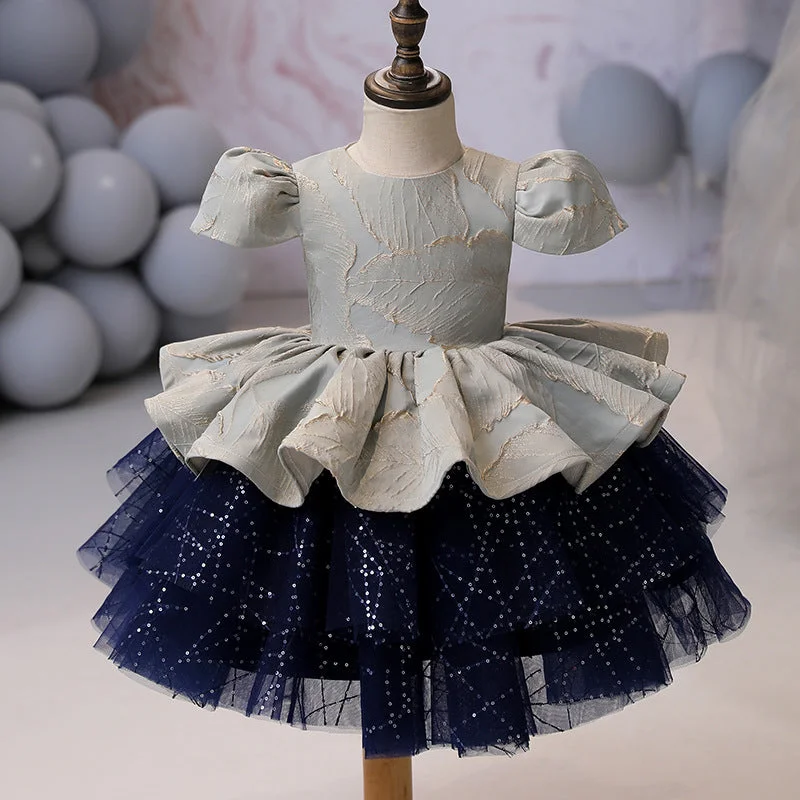 Best Seller Toddler Ball Gowns Girl Summer Communion Puff Sleeves Fluffy Pageant Princess Dress