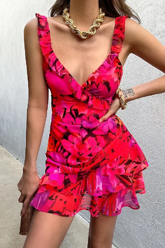 Best Seller Runaway the Label Romelly Mini Dress in Pink Floral