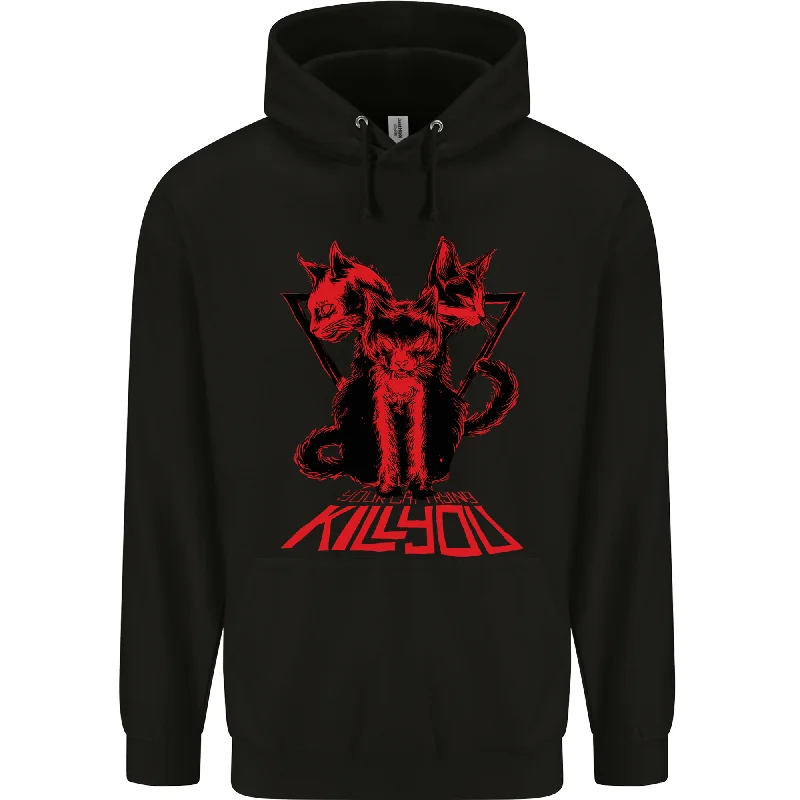 Major Savings Demonic Cats Halloween Horror Witch Demons Mens 80% Cotton Hoodie