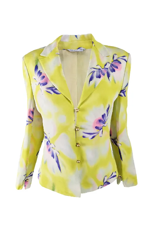 Lowest Price Gianni Versace Vintage Yellow Silk Shoulder Pads Blazer, 1990s