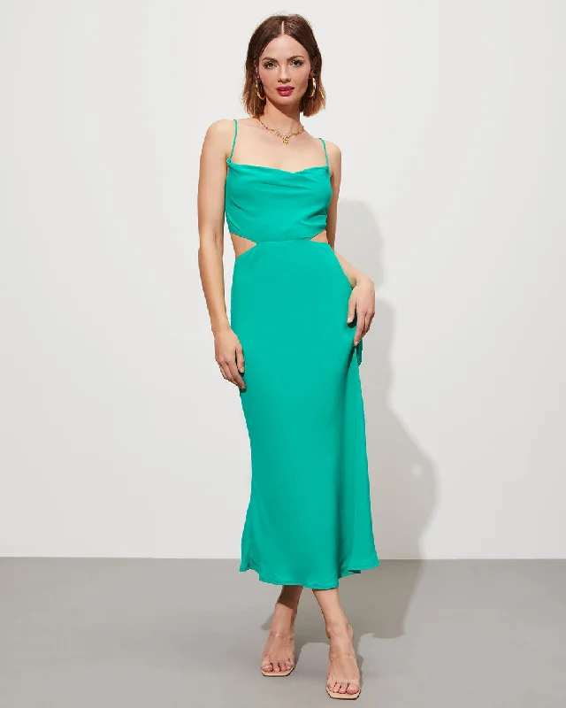 Seraphine Cowl Neck Cutout Midi Dress