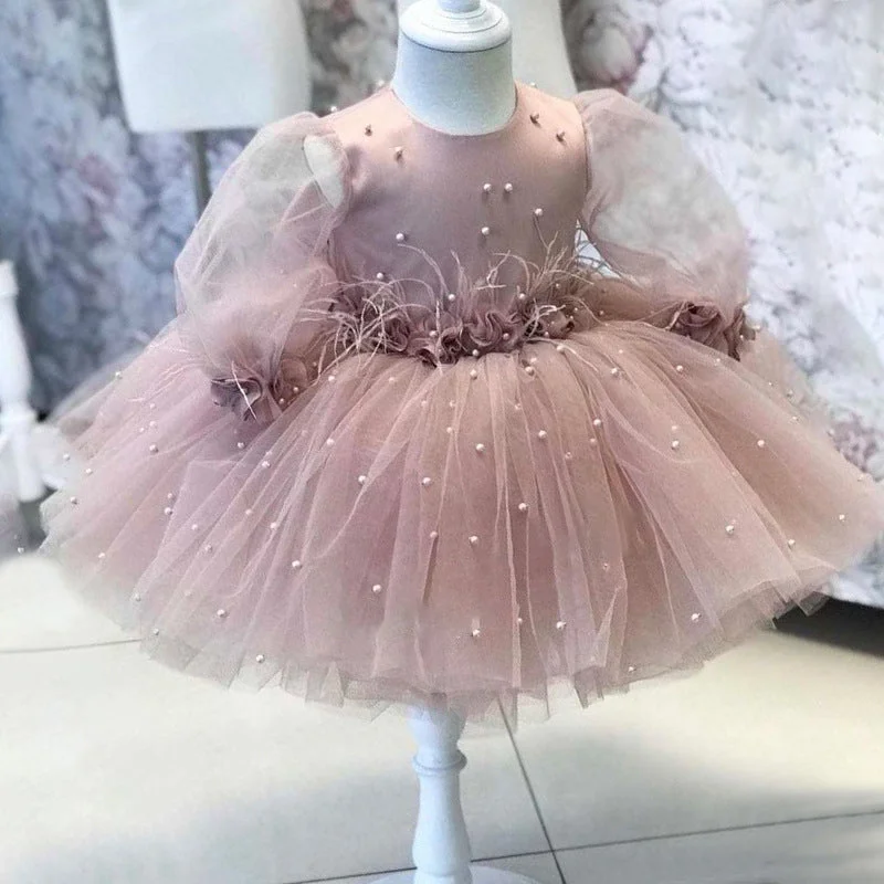 Price Meltdown Baby Girl Princess Dress Toddler Bead Bow Puffy Birthday Party Dress Girl Formal Dresses