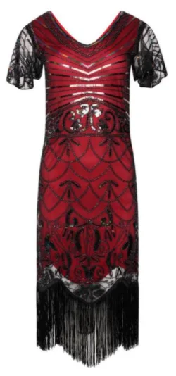Special Promotion Gabrielle 1920s Flapper Dress Red