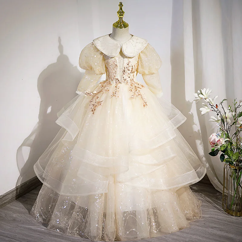 The Best Prices Flower Girl Dress Children Communion Summer Elegant Sequin Doll Collar Fluffy Baptism Pageant Dress The Best Prices Flower Girl Dress Children Communion Summer Elegant Sequin Doll Collar Fluffy Baptism Pageant Dress