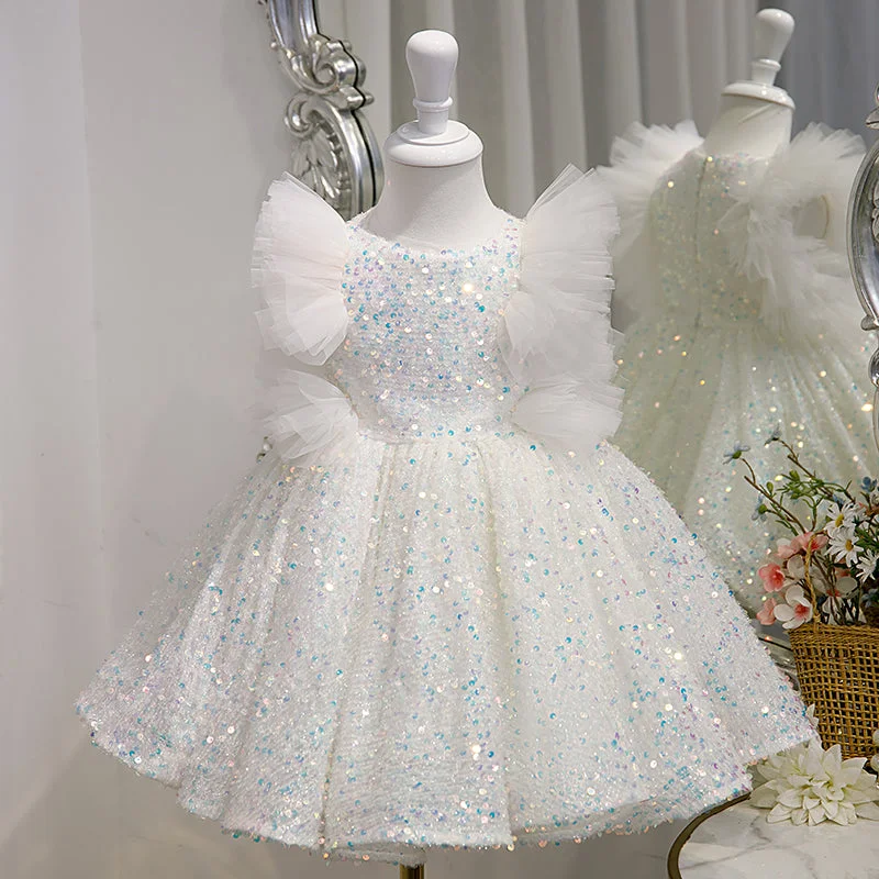 Final Clearance Baby Girl Easter Dress Girl White Flower Girl Fluffy Birthday Party Cake Baptism Dress