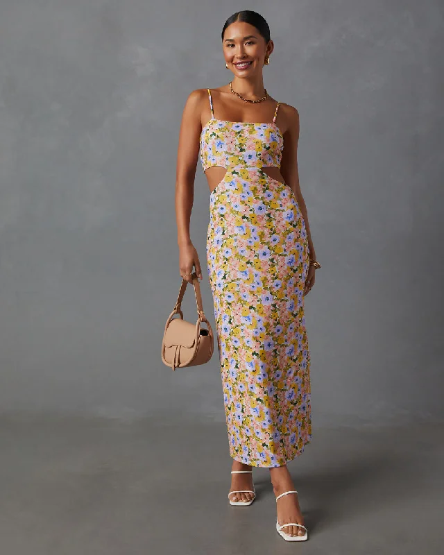 Skylar Side Cutout Floral Print Midi Dress