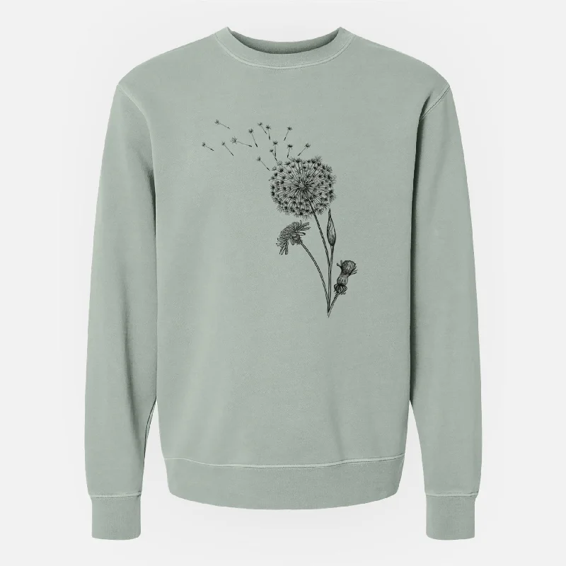 Common Dandelion - Taraxacum officinale - Unisex Pigment Dyed Crew Sweatshirt