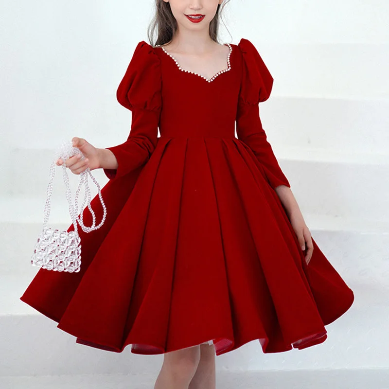 Mega Deal Girl Christmas Dress First Communion Dress Girl Elegant Pageant Dresses Baby Girl Red Long Sleeve Fluffy Princess Dress Mega Deal Girl Christmas Dress First Communion Dress Girl Elegant Pageant Dresses Baby Girl Red Long Sleeve Fluffy Princess Dress