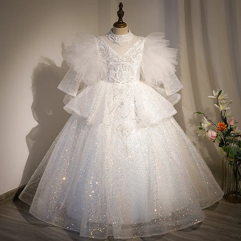 Price Fest Girl First Communion Dress Flower Girls Princess White Sequin Puffy Pageant Baptism Party Dress Price Fest Girl First Communion Dress Flower Girls Princess White Sequin Puffy Pageant Baptism Party Dress