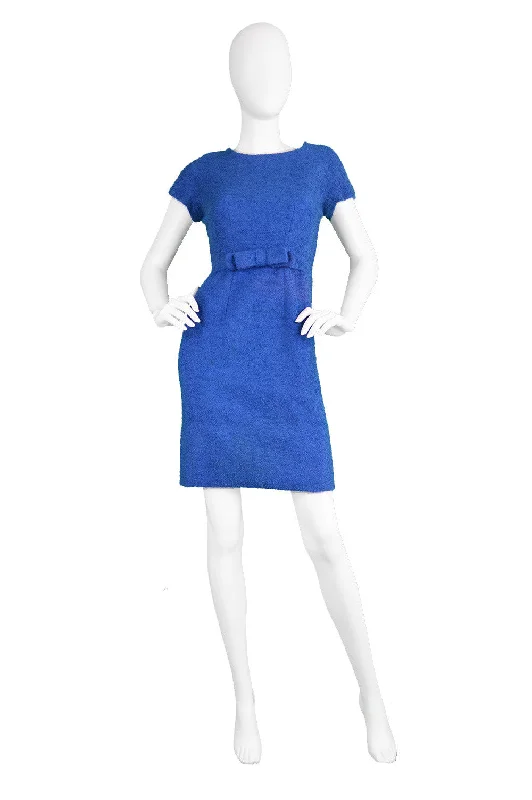 Best Seller Preowned Blue Bouclé Wool Mini Dress, 1960s