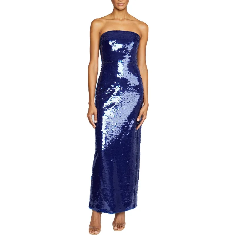 ML Monique Lhuillier Womens Split Hem Mid Calf Evening Dress