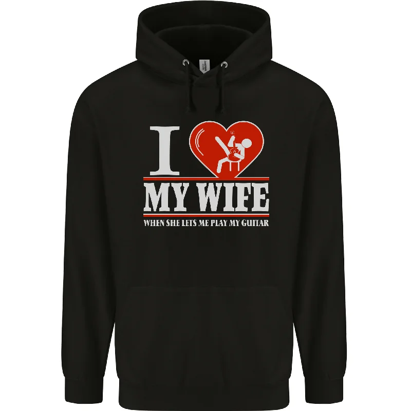Daily Deals Guitar I Love My Wife Guitarist Electric Mens 80% Cotton Hoodie