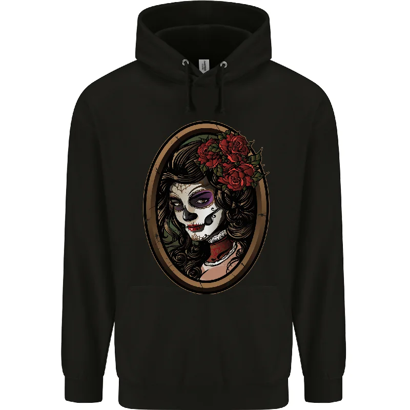 Closeout Sale Day of the Dead La Catrina DOTD Sugar Skull Mens 80% Cotton Hoodie
