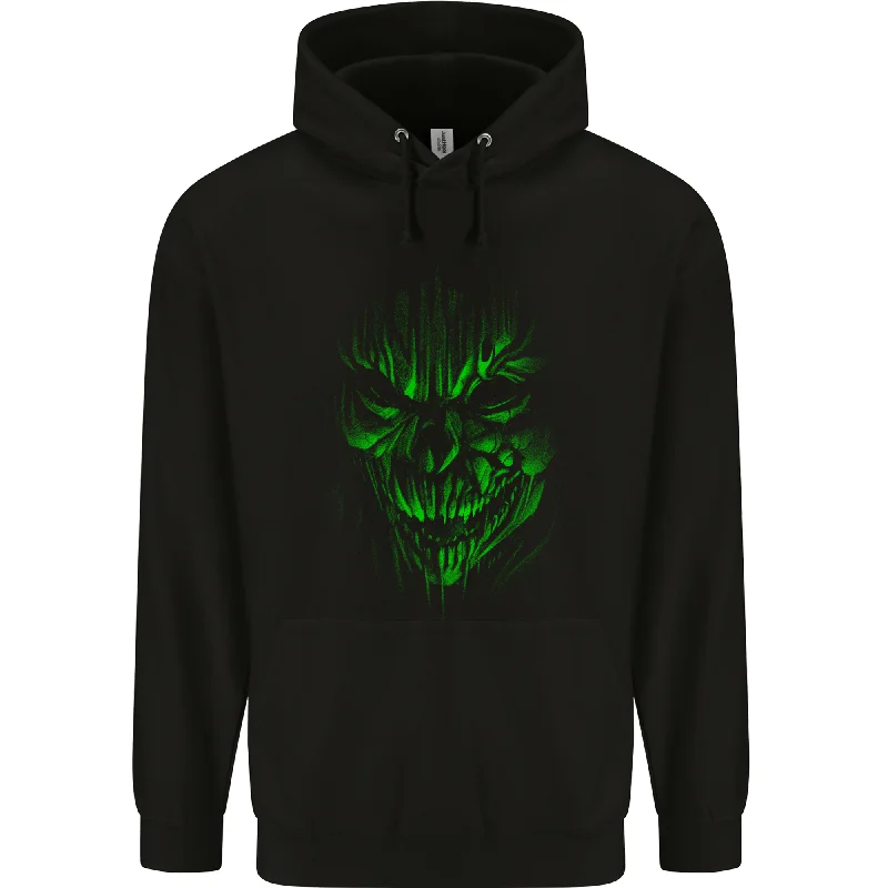 Extra Savings Demon Skull Devil Satan Grim Reaper Gothic Mens 80% Cotton Hoodie