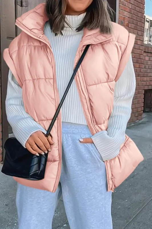 Super Sale Women's Puffer Vest Fall Casual Stand Collar Lightweight Sleeveless Zip Up Padded Jackets Outerwear