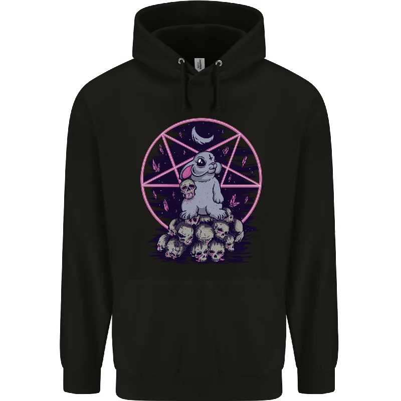 Price Reduction Demonic Satanic Rabbit With Skulls Mens 80% Cotton Hoodie