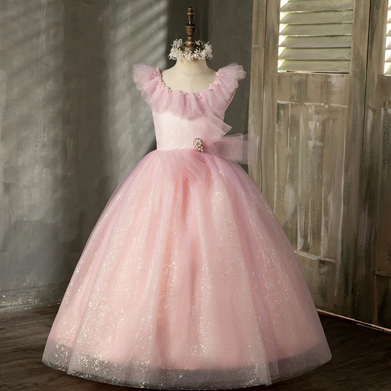 Deal Zone Baby Girl Dress Tddler Luxury Communion Pageant Pink Puffy Birthday Party Dress