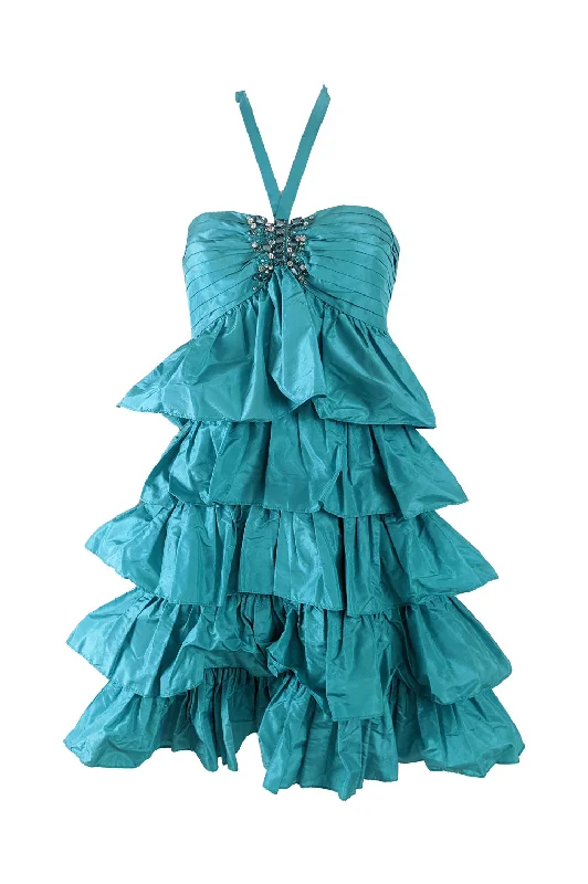 Big Discounts Blumarine Blugirl Vintage y2k Teal Silk Taffeta Ruffled Dress, 2000s Big Discounts Blumarine Blugirl Vintage y2k Teal Silk Taffeta Ruffled Dress, 2000s