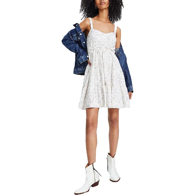 While Supplies Last Lucky Brand Womens Floral Sweetheart Neck Shift Dress