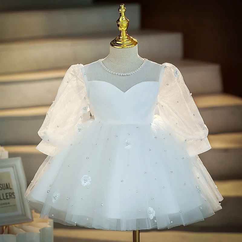 Value Deals Baby Girl and Toddler White Puffy Christening Princess Dress
