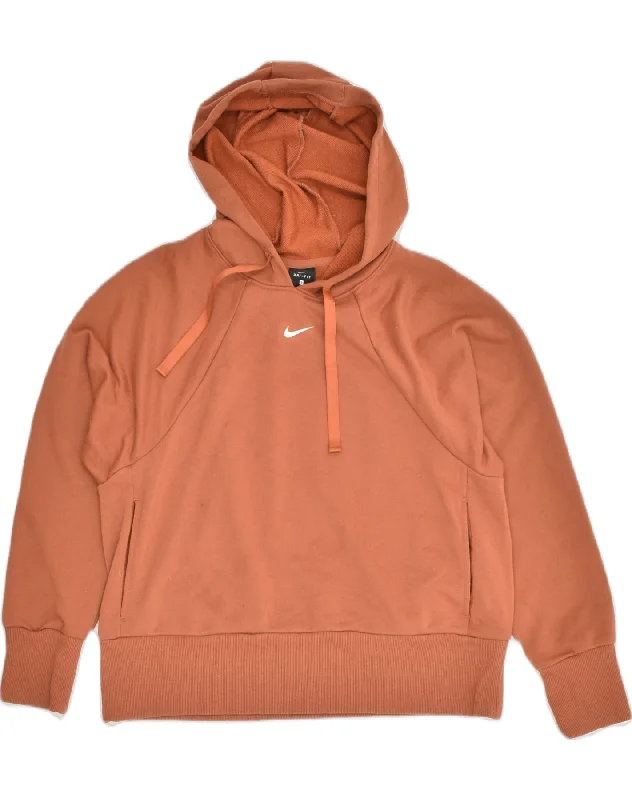 Deal Explosion NIKE Womens Graphic Hoodie Jumper UK 10 Small Brown Polyester
