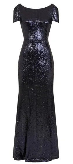 Bargain Bin Navy Fishtail Cowl Gown
