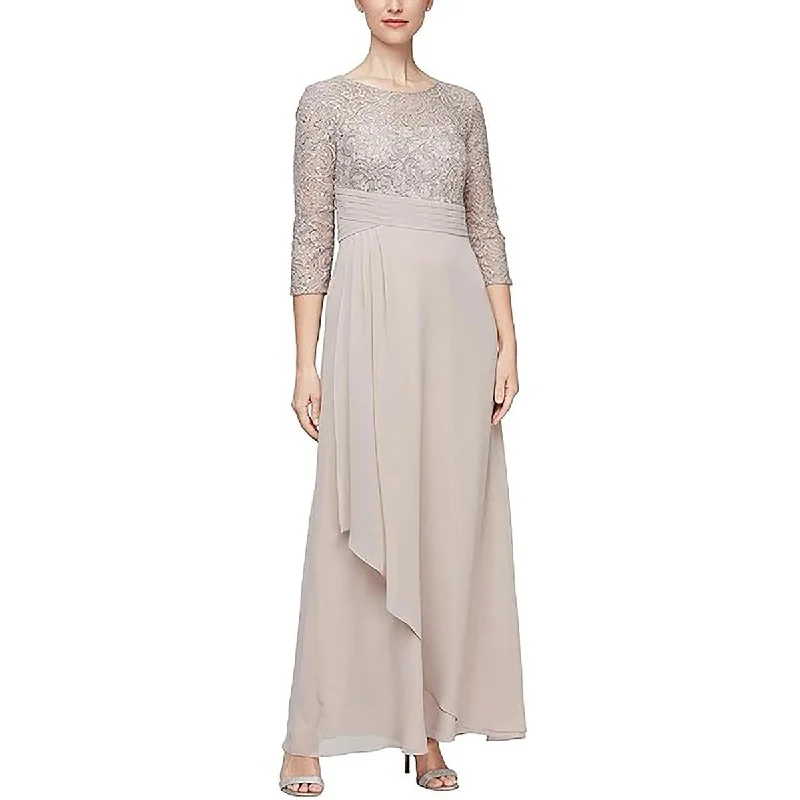 Alex Evenings Womens Chiffon Lace Evening Dress