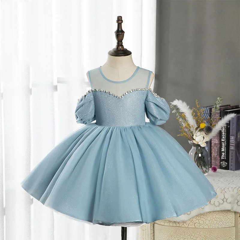 Deal Zone Baby Girl Dress Toddler Prom Fluffy Birthday Costume Off Shoulder Puff Sleeves Dress