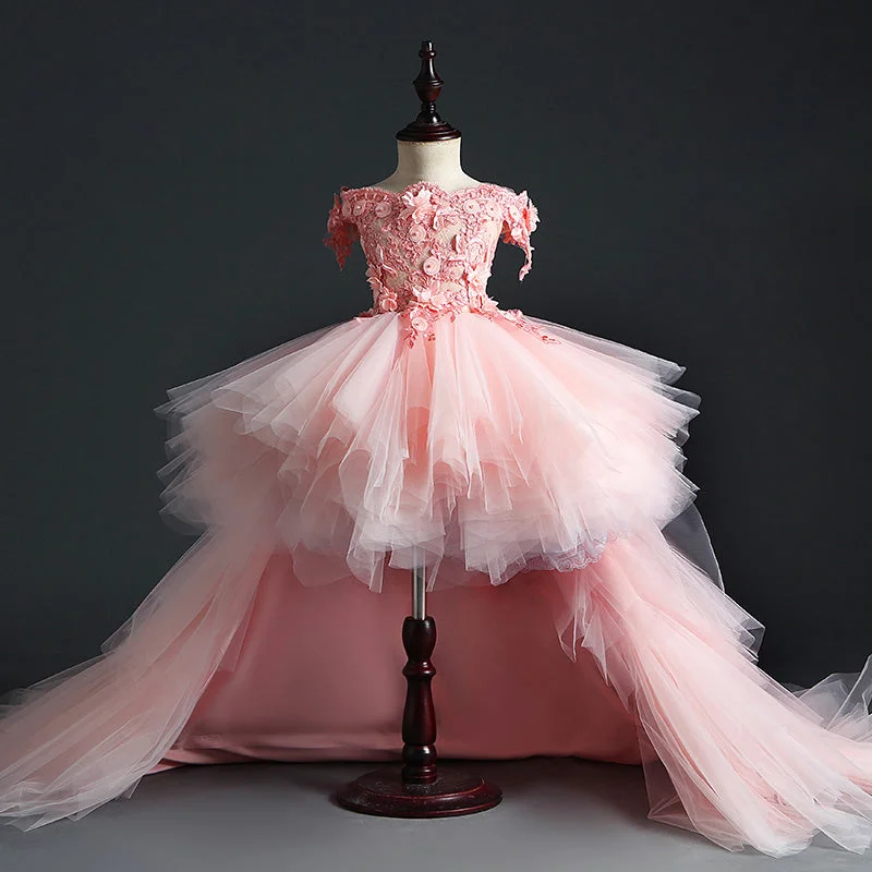 Quick Sale Girls Pageant Princess Dresses Baby Girl Summer Embroidery Puffy Prom Dress