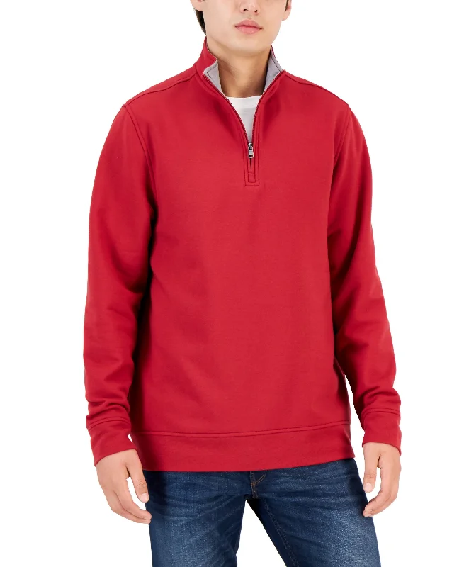 Factory Direct Sale Club Room Mens Stretch Quarter Zip Fleece Sweatshirt
