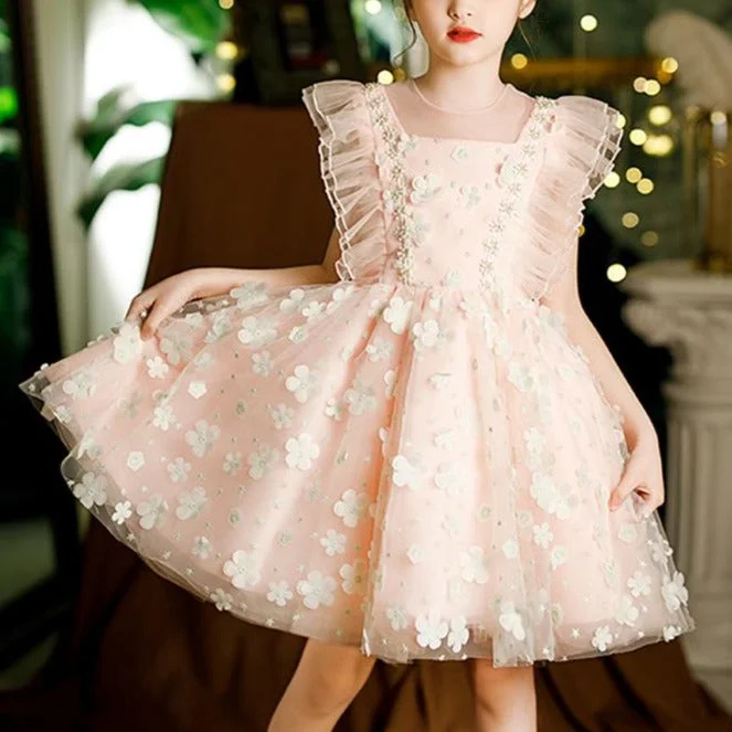 Deal Zone Toddler Ball Gowns Girl Summer Sleeveless Flower Girl Dress Birthday Party Christmas Dress