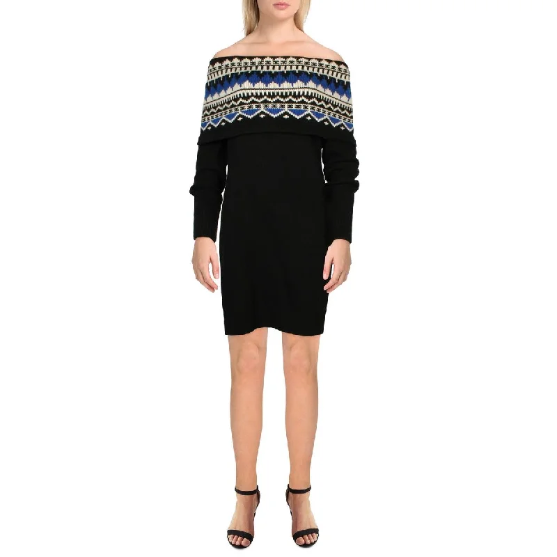 Lauren Ralph Lauren Womens Knit Above Knee Sweaterdress