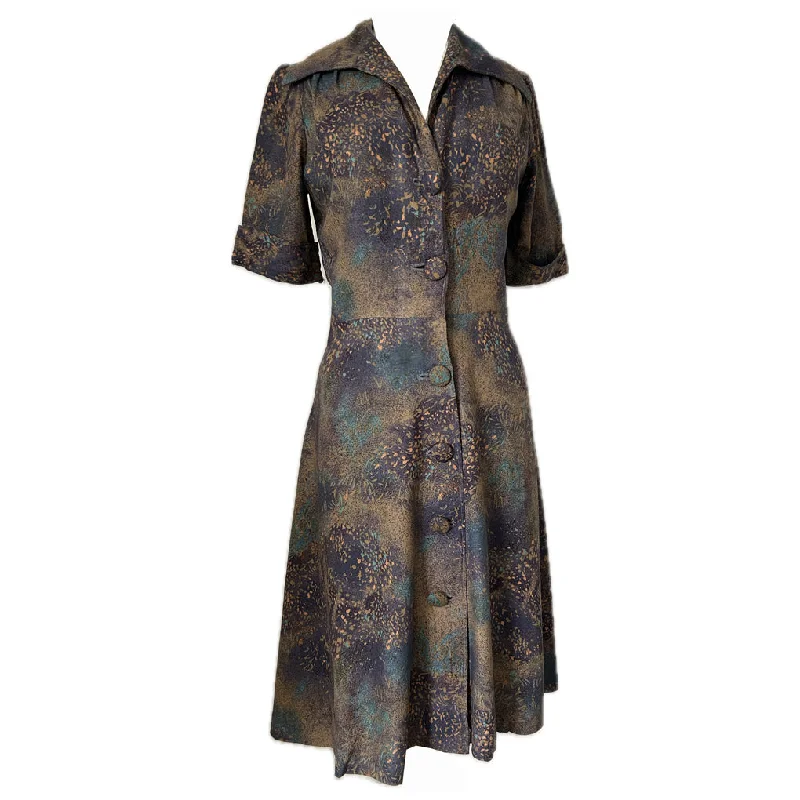 Take Advantage Impressionist print 1970s vintage button-through day dress