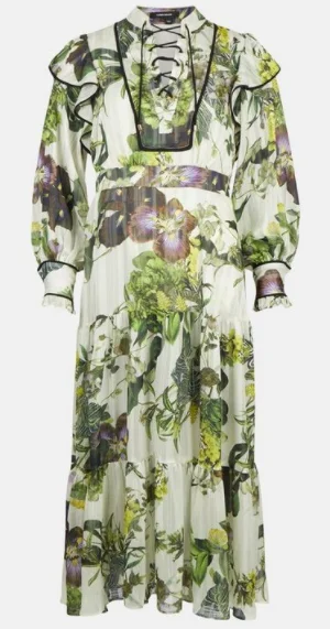 Price Rollback Botanical Lace Up Midi Dress