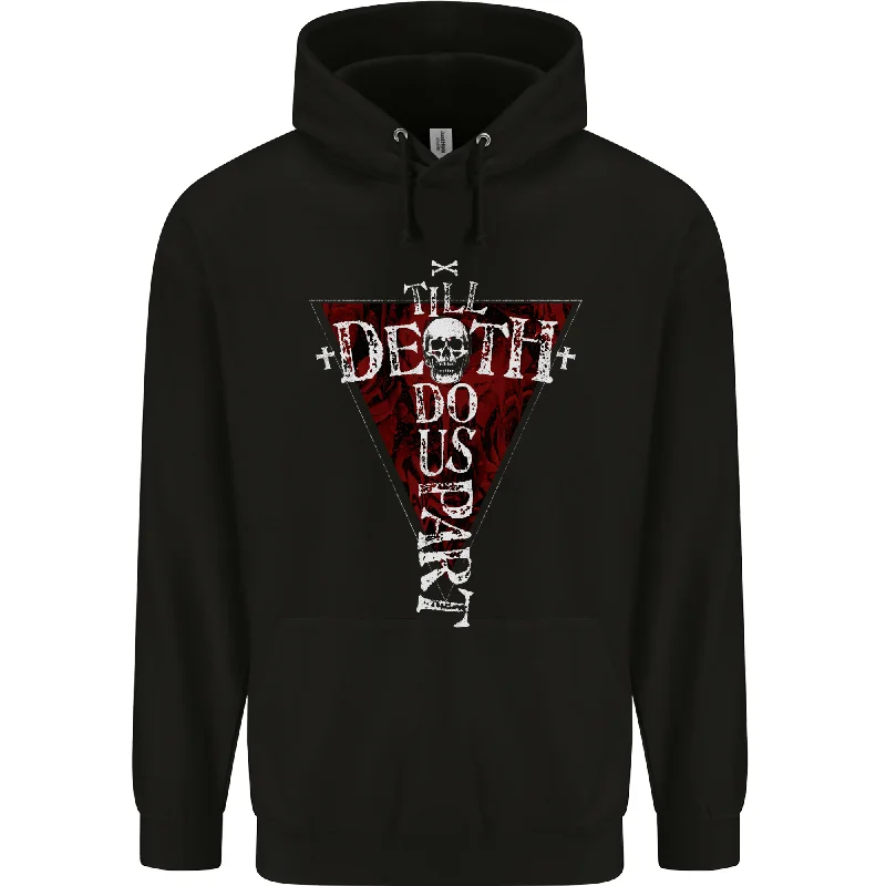 Steals and Deals Death Do Us Part Gothic Skull Biker Cross Mens 80% Cotton Hoodie