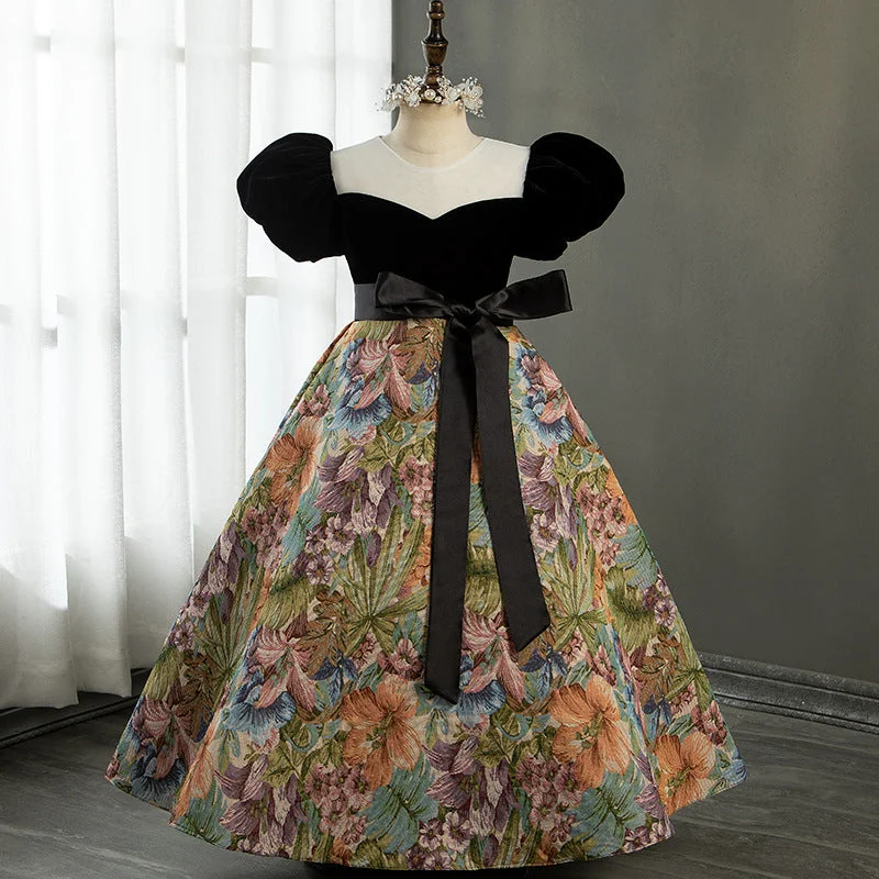 Special Promotion Baby Girl Dress Flower Girl Princess Communion Vintage Print Puff Sleeve Birthday Party Dress Special Promotion Baby Girl Dress Flower Girl Princess Communion Vintage Print Puff Sleeve Birthday Party Dress