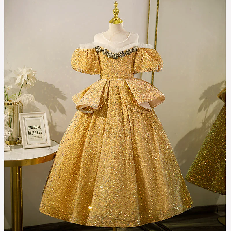 Last Chance Girl Ball Gowns Children Gorgeous Birthday Party Dress Sequin Flower PrincessDress Last Chance Girl Ball Gowns Children Gorgeous Birthday Party Dress Sequin Flower PrincessDress