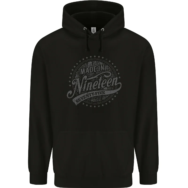 Special Promotion Distressed 49th Birthday Made In 1975 Mens 80% Cotton Hoodie Black Special Promotion Distressed 49th Birthday Made In 1975 Mens 80% Cotton Hoodie Black