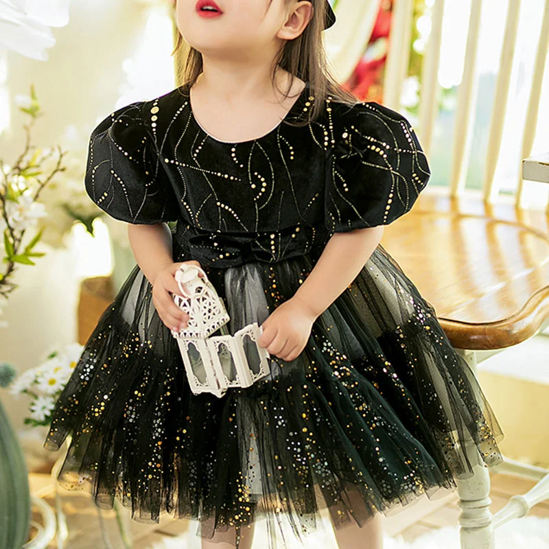 Super Bargain Baby Girls Lolita Black Sequins Princess Puffy Dress