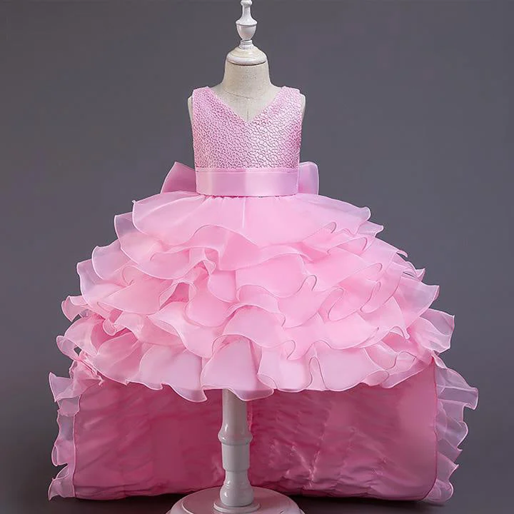 Limited Time Offer Girl Pageant Princess Dress Baby Girl Fluffy Sequins Tail Birthday Party Dress