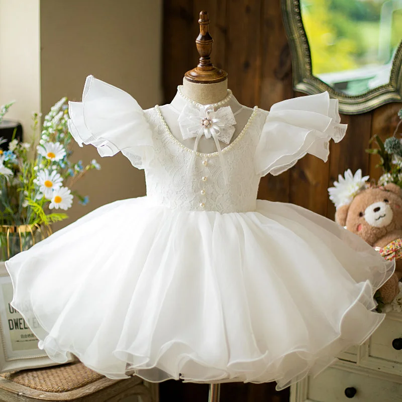 Act Now Baby Girls Dress Toddlers Summer White Small Fly Sleeve Vintage Palace Puffy Christening Dress Act Now Baby Girls Dress Toddlers Summer White Small Fly Sleeve Vintage Palace Puffy Christening Dress