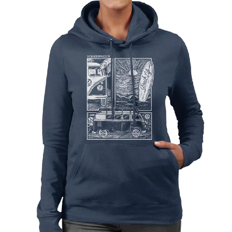 Final Markdown Volkswagen T1 Camper Beach Life Doodle Women's Hooded Sweatshirt
