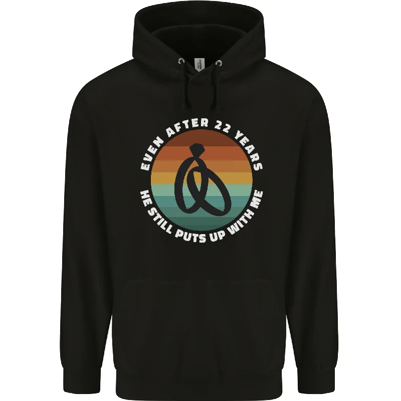 Overstock 22 Year Wedding Anniversary 22nd Marriage Mens 80% Cotton Hoodie