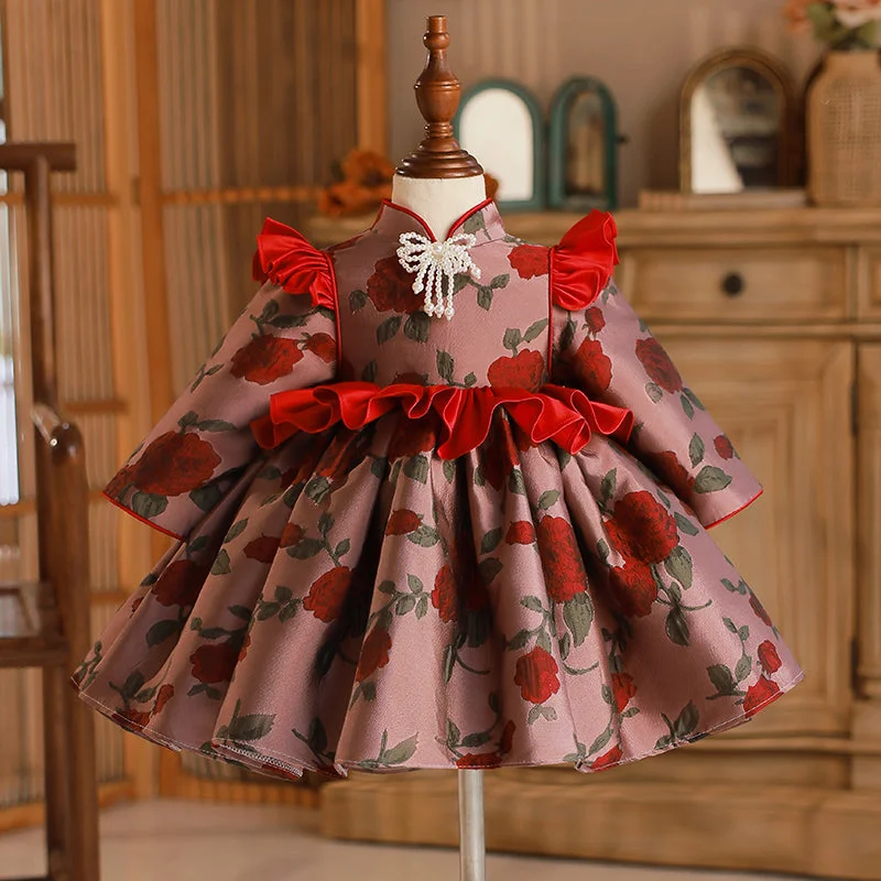Last Chance Flower Girl Dress Toddler Ball Gowns Dress Long Sleeve Printed Embroidered Princess Dress Last Chance Flower Girl Dress Toddler Ball Gowns Dress Long Sleeve Printed Embroidered Princess Dress