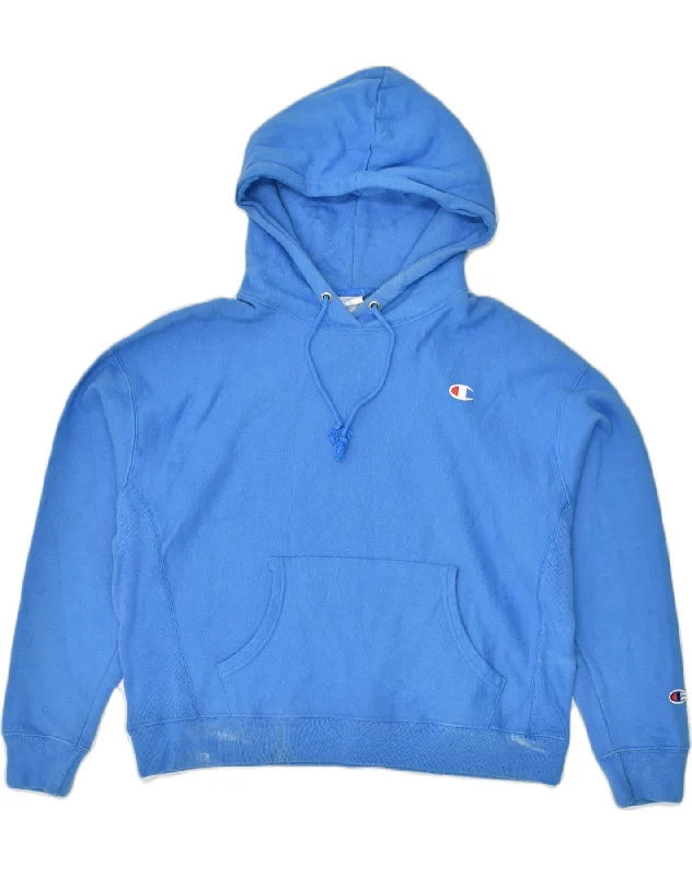 Mega Deal CHAMPION Womens Hoodie Jumper UK 18 XL Blue Cotton