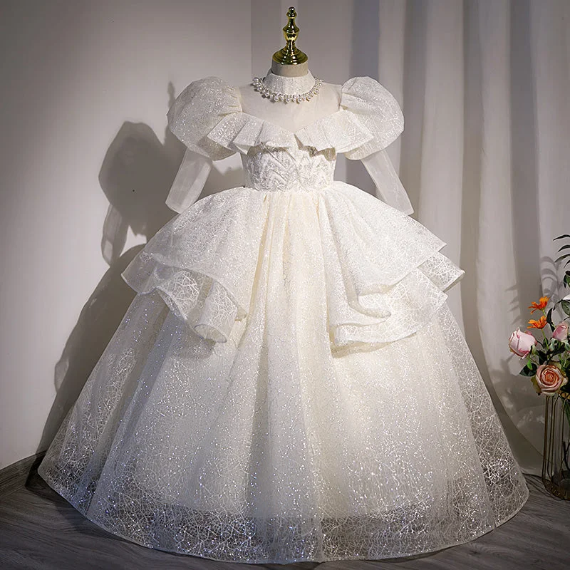 Quick Sale Toddler First Communion Dress Girl Party Dress Pageant White Sequin Puffy Princess Dress Quick Sale Toddler First Communion Dress Girl Party Dress Pageant White Sequin Puffy Princess Dress