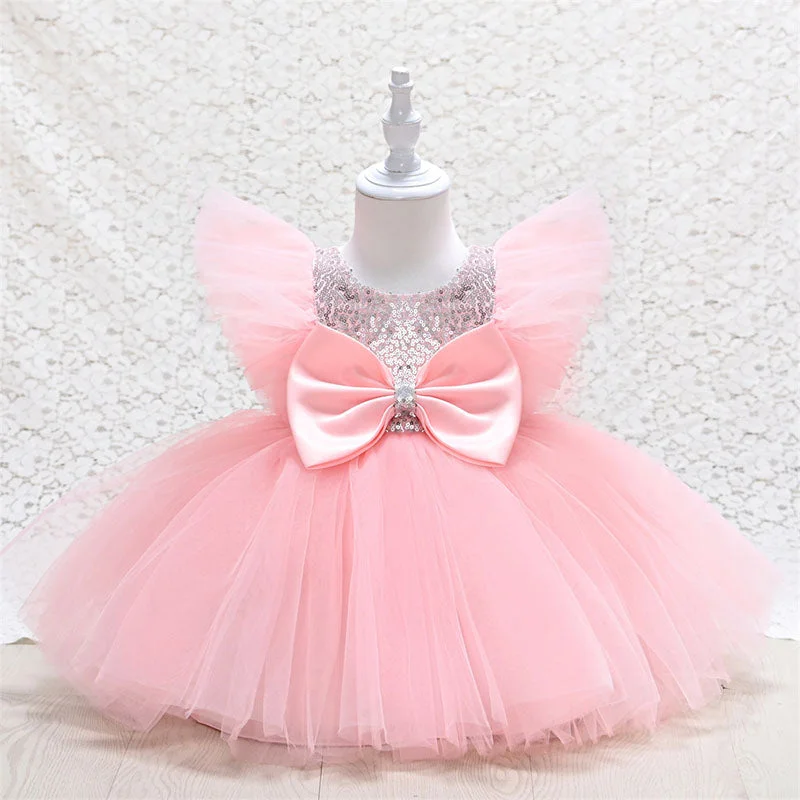 Savings Event Infant Birthday Dresses Baby Girl Bow Puffy Mesh Princess Dresses First Communion Dress