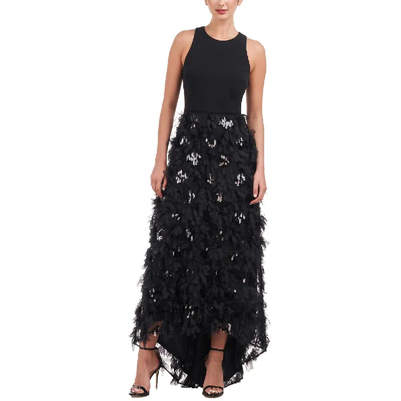 JS Collections Womens Fringe Sequin Evening Dress