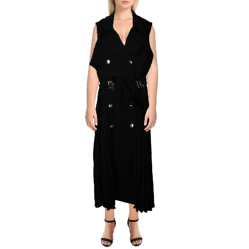 Karl Lagerfeld Paris Womens Pleated Trench Wrap Dress